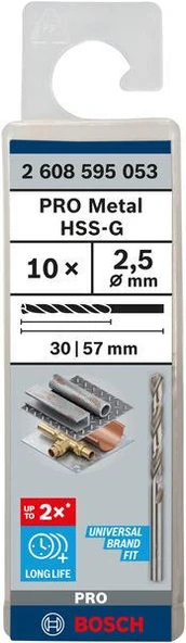 HSS-G Metal Matkap Ucu 2,5*57 mm 10lu ürün görseli 1