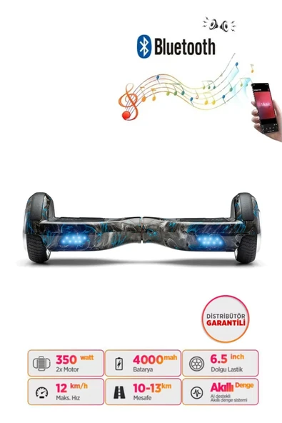 Citymate Hoverboard Elektrikli Kaykay Scooter Bluetooth Hoparlörlü 6.5 inch D18 ürün görseli 1