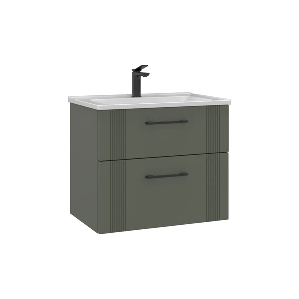 Orka Bari 65 cm Mat Yeşil Banyo Dolabı Alt Modül Lavabo ürün görseli 1
