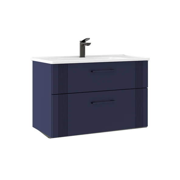 Orka Bari 85 cm Mat Lacivert Banyo Dolabı Alt Modül Lavabo ürün görseli 1