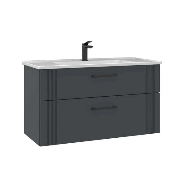 Orka Bari 100 cm Mat Antrasit Banyo Dolabı Alt Modül Lavabo ürün görseli 1
