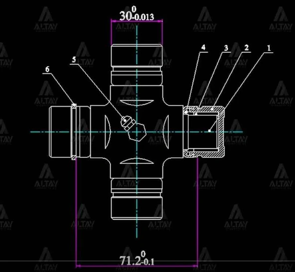 İstavroz Mafsal Şaft L-200 06 4x2 / 4x4 101mm X 30mm İçten Se ürün görseli 1