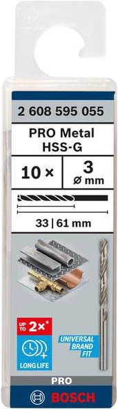HSS-G Metal Matkap Ucu 3*61 mm 10lu ürün görseli 1