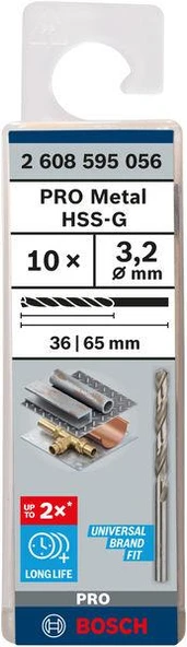 HSS-G Metal Matkap Ucu 3,2*65 mm 10lu ürün görseli 1