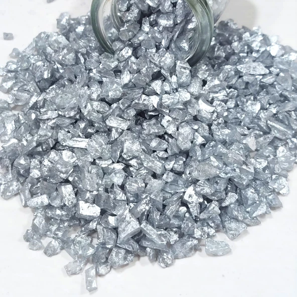 Dekoratif 4-8 MM Arlığında Gerçek Cam Kırığı (1 KG) Gümüş ürün görseli 1