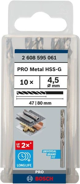 HSS-G Metal Matkap Ucu 4,5*80 mm 10lu ürün görseli 1