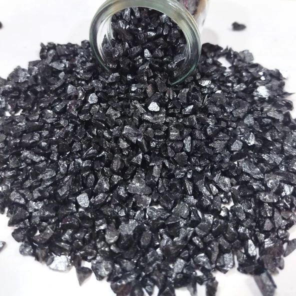Dekoratif 4-8 MM Arlığında Gerçek Cam Kırığı (1 KG) Siyah ürün görseli 1