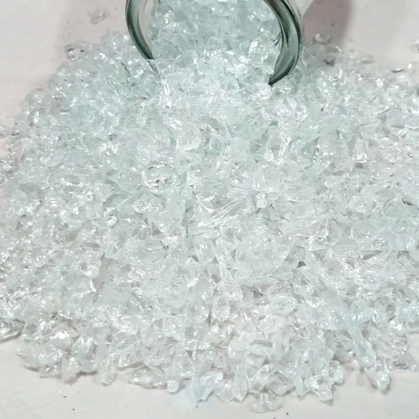 Dekoratif 4-8 MM Arlığında Gerçek Cam Kırığı (1 KG) Sade Beyaz (Düz) ürün görseli 1