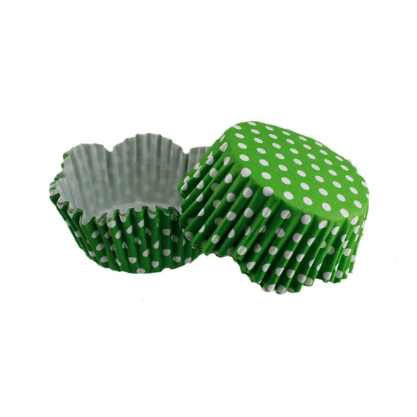 Cupcake Kalıbı Pet Kapsül Dalgalı Kek Kalıbı 65X38 MM (100 Adet)  Puantiyeli  Yeşil ürün görseli 1