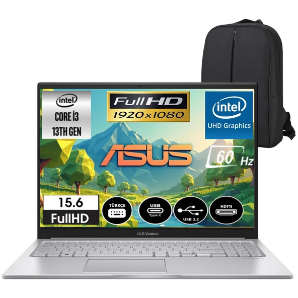 Vivobook 15 Intel Core I3-1315U 40GB 512GB SSD 15.6" Fullhd Freedos Taşınabilir Bilgisayar & Cimete Çanta ürün görseli 1