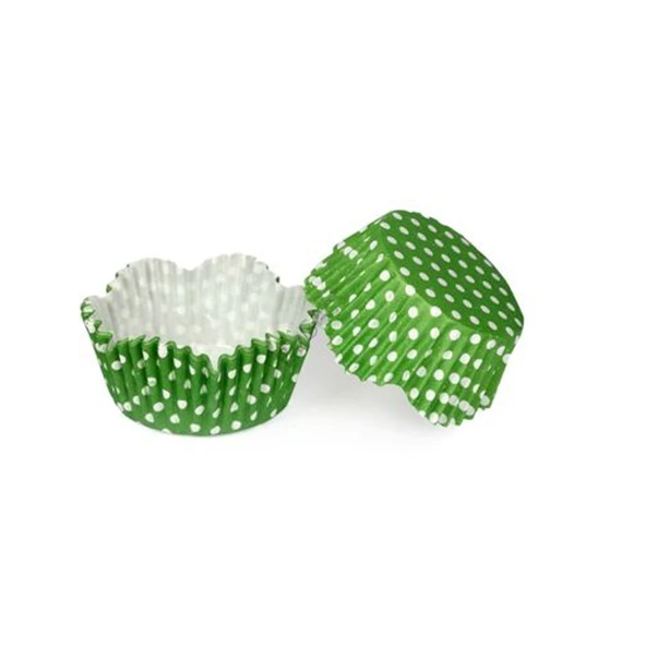 Kek Kalıbı Pet Kapsül 65*38 Mm Kağıt Cupcake Kağıdı (100 Adet)  Puantiyeli  Yeşil ürün görseli 1