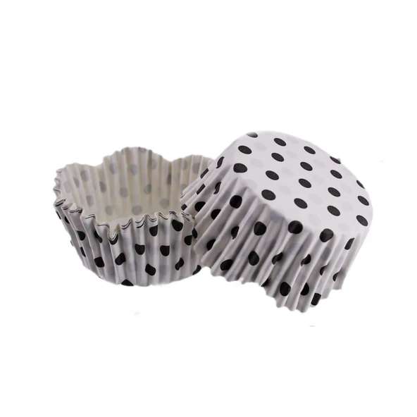 Cupcake Kalıbı Pet Kapsül Dalgalı Kek Kalıbı 65X38 MM (100 Adet)  Puantiyeli  Beyaz ürün görseli 1