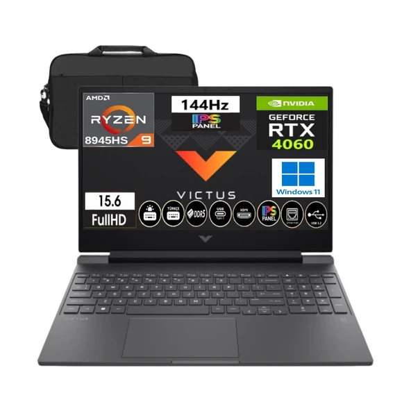 HP Victus 15-FB3000NT Amd Ryzen 9 8945HS 24GB 2tb SSD RTX4060 (8gb) 144Hz 15.6” WINDOWS11 Taşınabilir Bilgisayar B82W7EA &cimete Çanta ürün görseli 1