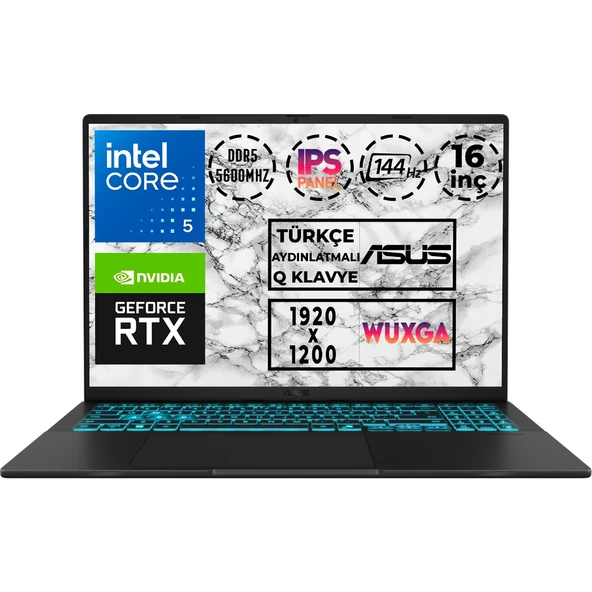 Vivobook 16 Core 5 210H 24GB 1tb SSD 6 GB RTX4050 144Hz 16" Fdos Gaming V3607VU-RP288 023 ürün görseli 1