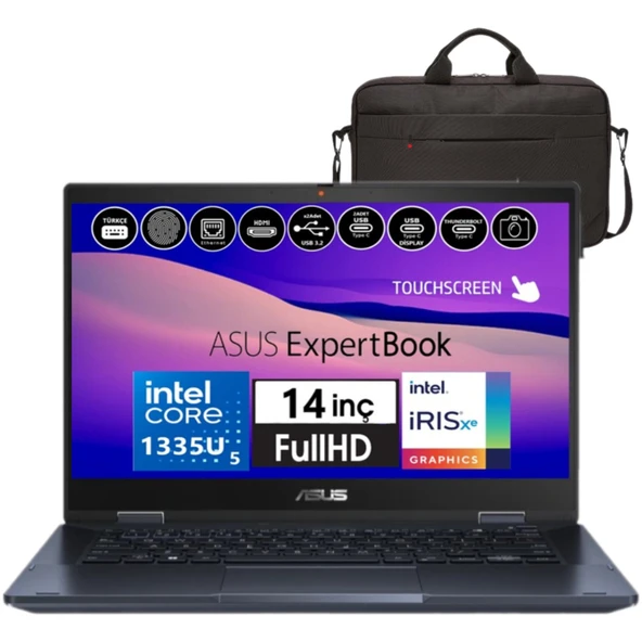 expertbook B3 Flip B3402FVA-I58512S0D I5-1335U 32GB 512GB SSD 14" Fullhd Dokunmatik 2'in1 Freedos Dizüstü Bilgisayar ürün görseli 1