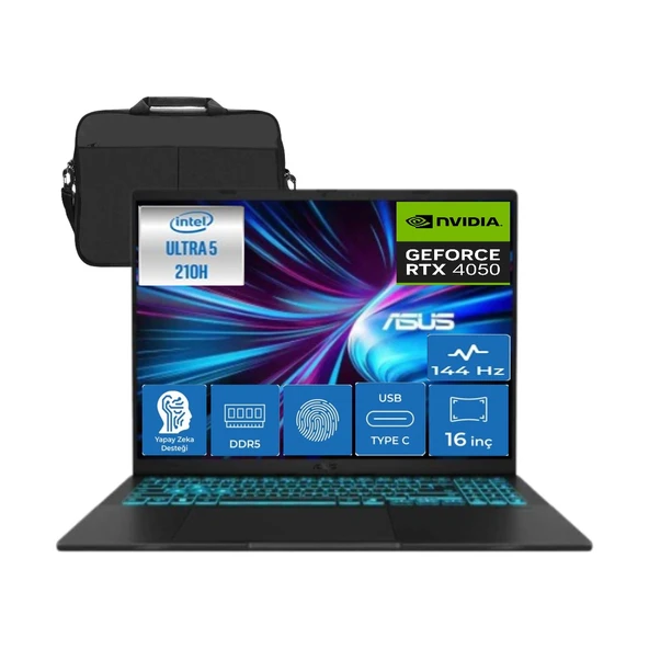 Vivobook 16 V3607VU-RP061W Intel Core 5 210H 8 GB 2 Tb SSD RTX4050 144Hz 16" Wuxga WINDOWS11 Notebook&cimete Çanta ürün görseli 1