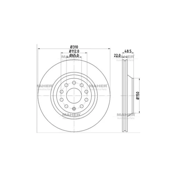 FREN DISKI PASSAT / GOLF5 / GOLF6 / GOLF7 / A3 / LEON 03= 310mm ürün görseli 1
