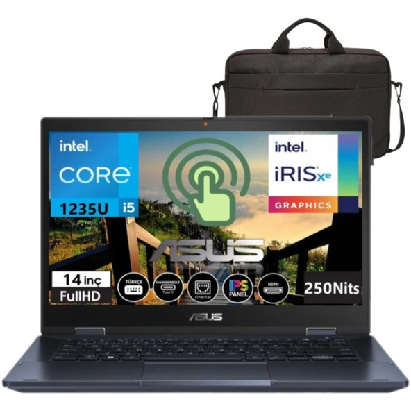 B3402FBA-I58511 Intel Core I5-1235U 32GB 1tb SSD Freedos 14'' Fhd Dokunmatik Taşınabilir Bilgisayar AI58512+ÇANTA ürün görseli 1