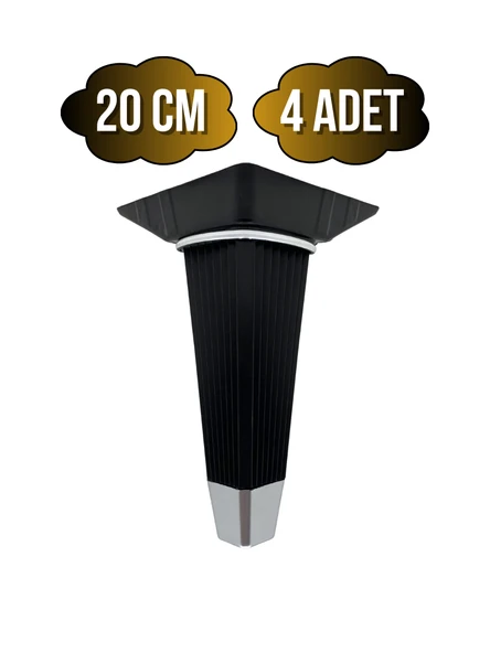 İrem Siyah Krom 20cm Plastik Ayak Mobilya Masa ve Dolap Ayağı(20CM)(SİYAH - KROM) Siyah 20cm 20cm - 4 ADET ürün görseli 1