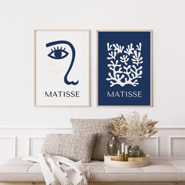 Mavinin Güzelliği Matisse Duvar Tablosu Çerçeveli 2'li Set Ahşap Renk 30 x 42 Boyut/Ebat ürün görseli 1