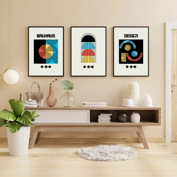 Bauhaus Gece Karanlığı Duvar Tablosu Çerçeveli 3'lü Set Siyah Renk 35 x 50 Boyut/Ebat ürün görseli 1