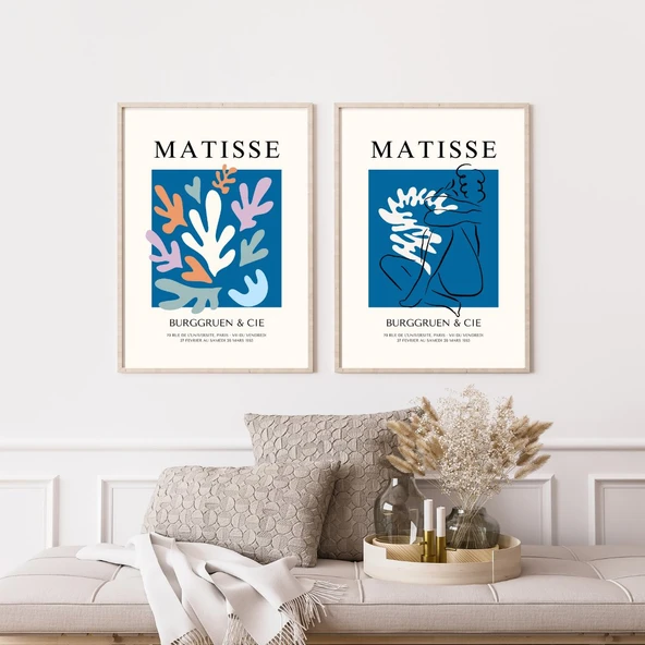Mavinin Büyüsü Matisse  Duvar Tablosu Çerçeveli 2'li Set Ahşap Renk 35 x 50 Boyut/Ebat ürün görseli 1