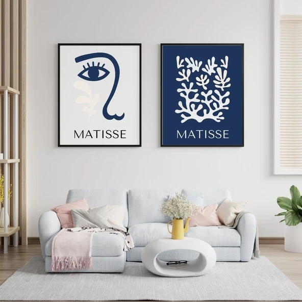 Mavinin Güzelliği Matisse Duvar Tablosu Çerçeveli 2'li Set Siyah Renk 21 x 30 Boyut/Ebat ürün görseli 1