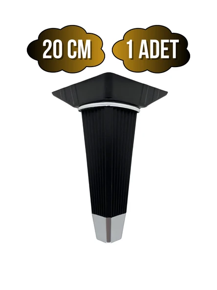 İrem Siyah Krom 20cm Plastik Ayak Mobilya Masa ve Dolap Ayağı(20CM)(SİYAH - KROM) Siyah 20cm 20cm - 1 ADET ürün görseli 1