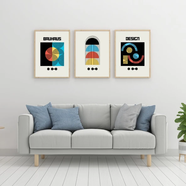 Bauhaus Gece Karanlığı Duvar Tablosu Çerçeveli 3'lü Set Ahşap Renk 21 x 30 Boyut/Ebat ürün görseli 1