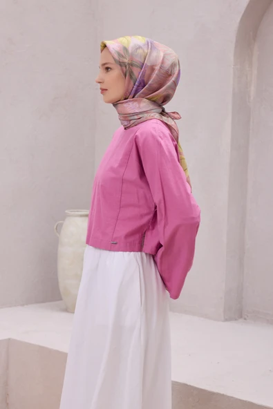 Saf İpek Twill Eşarp 4225D01 - Resim 4