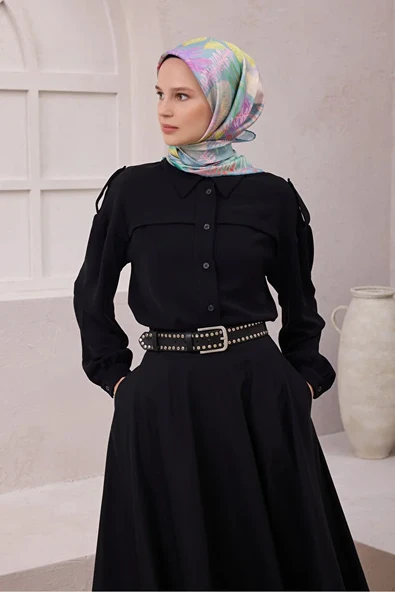 Saf İpek Twill Eşarp 4225D01 - Resim 6