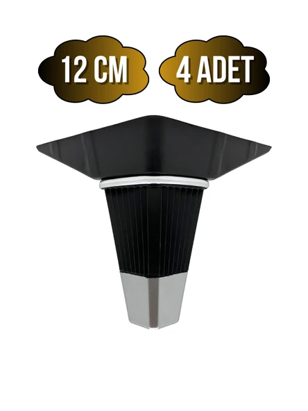 İrem Siyah Krom 12cm Plastik Ayak Mobilya Masa ve Dolap Ayağı(SİYAH KROM)(12CM) Siyah 12cm 12cm - 4 ADET ürün görseli 1