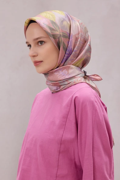 Saf İpek Twill Eşarp 4225D01 - Resim 3