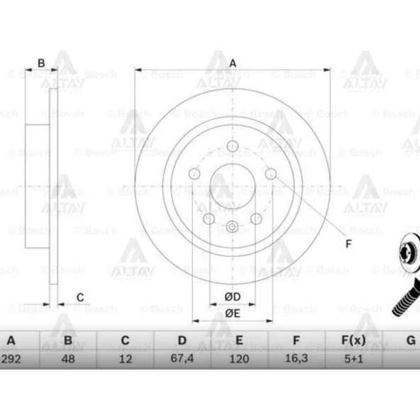 FREN DİSKİ INSIGNIA A 08-18 / ARKA DÜZ 292-5 (SET) ürün görseli 1