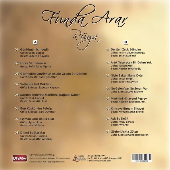Funda Arar Rüya - Özel Solid Sarı Plak - Resim 2