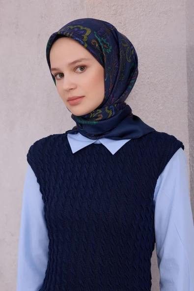 Saf İpek Twill Eşarp 4207D01 - Resim 5