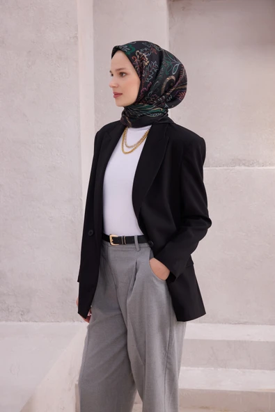 Saf İpek Twill Eşarp 4207D01 - Resim 4