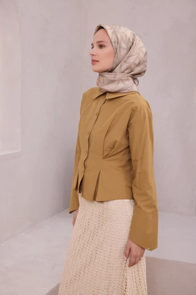 Geometrik Desen İpek Twill Eşarp 4221D01 - Resim 8