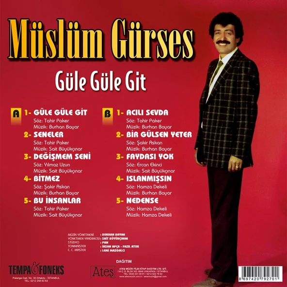Müslüm Gürses Güle Güle Git - Plak - Resim 2