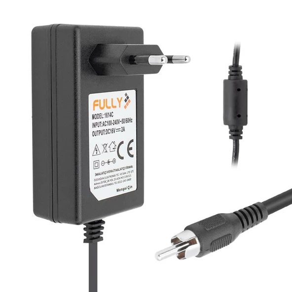 Fully O-1614C 16 Volt 2 Amper TOS RCA Uçlu Santral Adaptörü ürün görseli 1