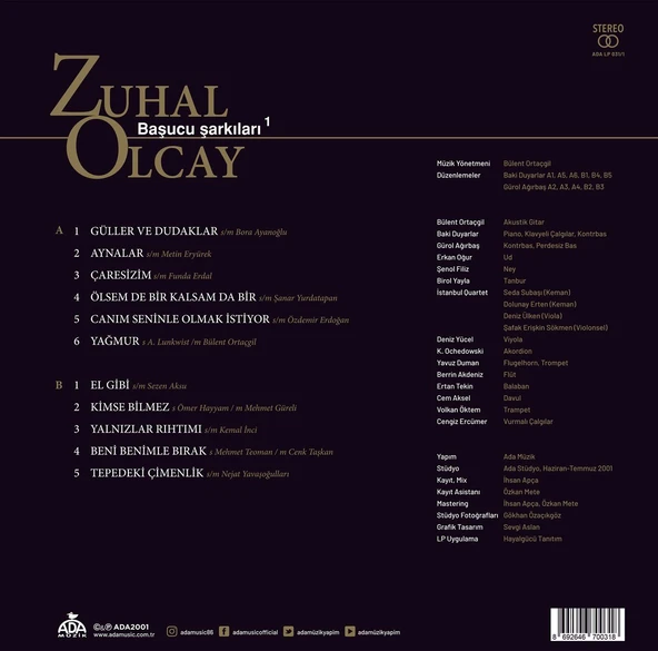 Zuhal Olcay - Başucu Şarkıları 1 - Plak - Resim 2
