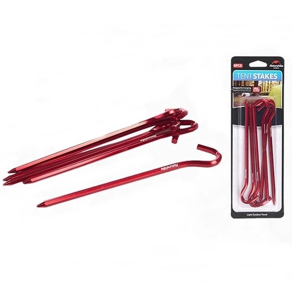 Naturehike Alüminyum Çadır Kazığı 18cm 6 Adet (Kırmızı) ürün görseli 1