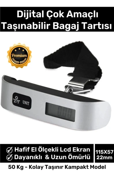 Premium Seyahat Bavul Ağırlık Tartı Dijital Lcd Ekran Çok Amaçlı Taşınabilir Bagaj Tartısı Max 50 Kg ürün görseli 1