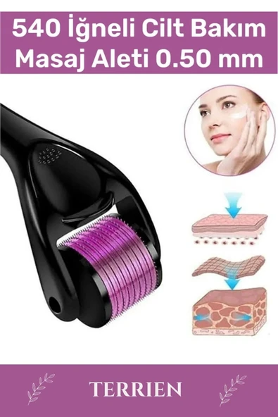 Derma Roller Titanyum Uçlu 540 İğneli Cilt Bakım Vücut Yenileme Masaj Aleti 0,50 mm ürün görseli 1