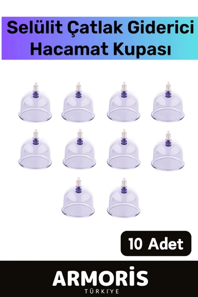 Yeni Nesil Selülit Çatlak Giderici Vakumlu 7 Numara Hacamat Kupası 10 Adet ürün görseli 1