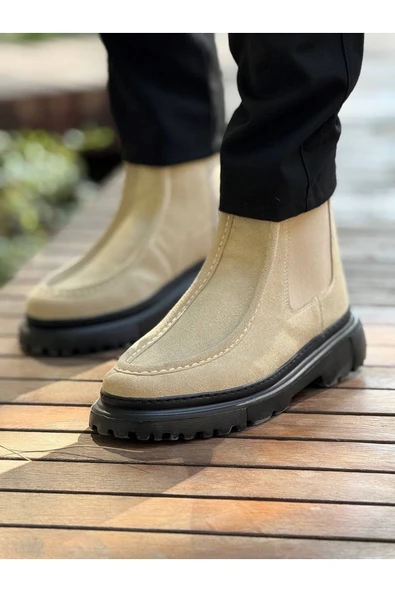 Fermuarlı Erkek Düz Bot Kum Süet ürün görseli 1