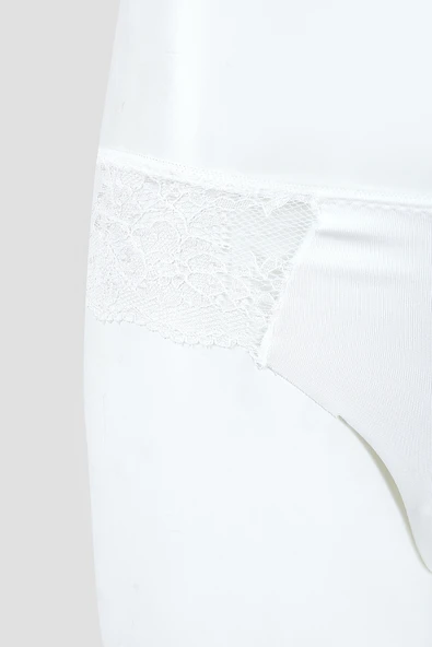 Ekru Lazer Kesim Dantelli String - Resim 2