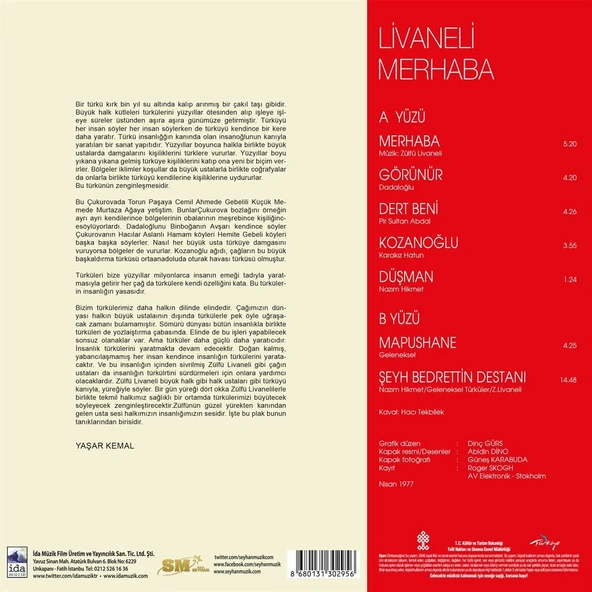 Zülfü Livaneli Merhaba - Plak - Resim 2