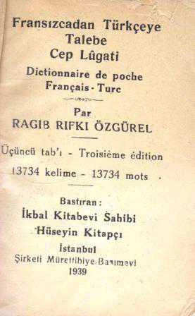 1939 Yılı Baskı - Fransızcadan Türkçeye Talebe Cep Lügati - Dictioanaire dePoche Français - Turc (13734 Kelime) (Sahaf - Yeni Gibi) ürün görseli 1