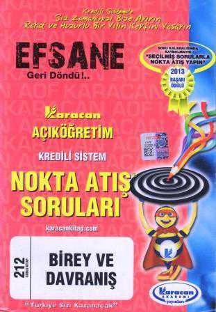 Karacan Açıköğretim Kredili Sistem Nokta Atış Soruları Birey ve Davranış 212 Kodlu Kitap ürün görseli 1